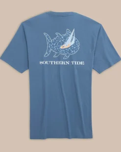 Cheap Southern Tide Sailing With Skipjacks Short Sleeve T-Shirt Coronet Blue
