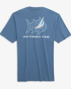 Cheap Southern Tide Sailing With Skipjacks Short Sleeve T-Shirt Coronet Blue