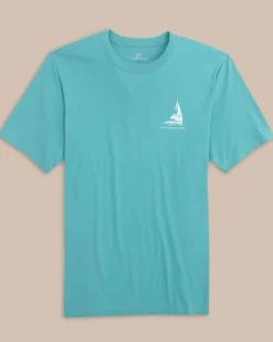 New Southern Tide Set Sail Tri Short Sleeve T-Shirt Ocean Aqua