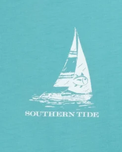 New Southern Tide Set Sail Tri Short Sleeve T-Shirt Ocean Aqua