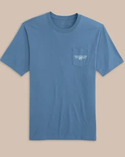 Cheap Southern Tide Skipjack Beach Surf Club Short Sleeve T-Shirt Coronet Blue