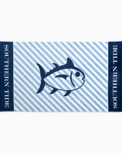 Best Southern Tide Skipjack Striped French Terry Beach Towel Classic White