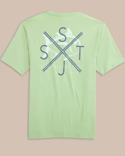 Best Southern Tide St Skipjack Crossed Short Sleeve T-Shirt Smoke Green
