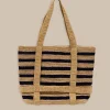 Hot Southern Tide Striped Straw Hat Carrier Beach Tote Navy