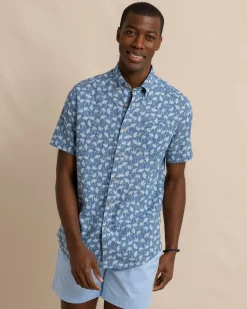 Best Southern Tide Summer Rays Short Sleeve Sport Shirt Coronet Blue