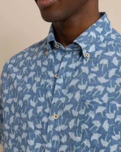 Best Southern Tide Summer Rays Short Sleeve Sport Shirt Coronet Blue