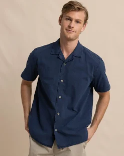 Clearance Southern Tide Sun Washed Seersucker Camp Short Sleeve Sport Shirt