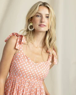 New Southern Tide Sylvi Sun Daze Geo Print Maxi Dress Conch Shell