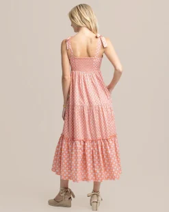 New Southern Tide Sylvi Sun Daze Geo Print Maxi Dress Conch Shell
