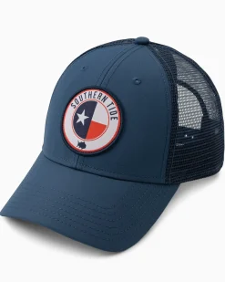 Best Southern Tide Texas Patch Performance Trucker Hat Seven Seas Blue