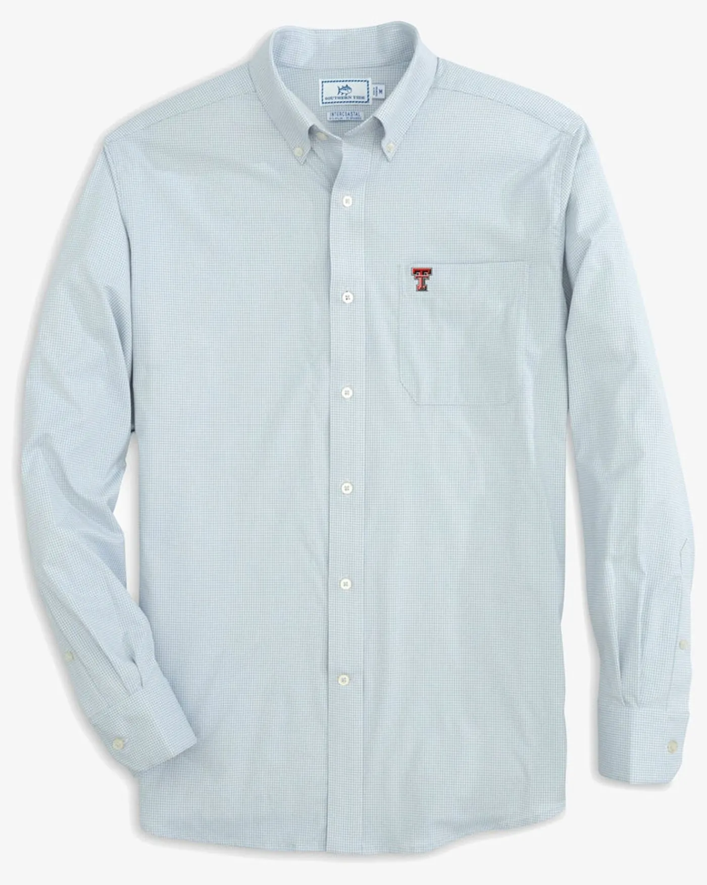 Outlet Southern Tide Texas Tech Red Raiders Gingham Button Down Shirt Slate Grey