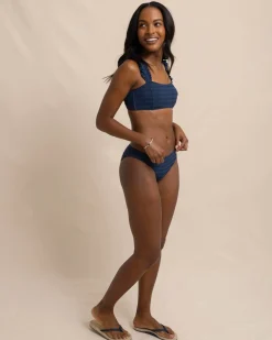 New Southern Tide Texture Bikini Bottom Dress Blue