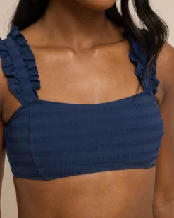 Hot Southern Tide Texture Ruffle Bikini Top Dress Blue