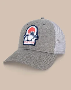 Best Southern Tide Three Palms Performance Trucker Hat Heather Khaki