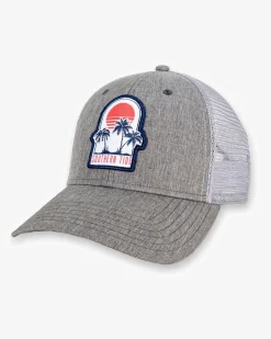 Best Southern Tide Three Palms Performance Trucker Hat Heather Khaki