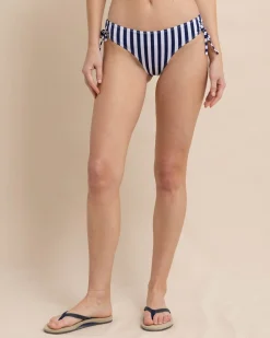 Fashion Southern Tide Tie Side Bikini Bottom In Seaside Adventure Stripe Nautical Navy