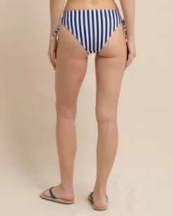 Fashion Southern Tide Tie Side Bikini Bottom In Seaside Adventure Stripe Nautical Navy