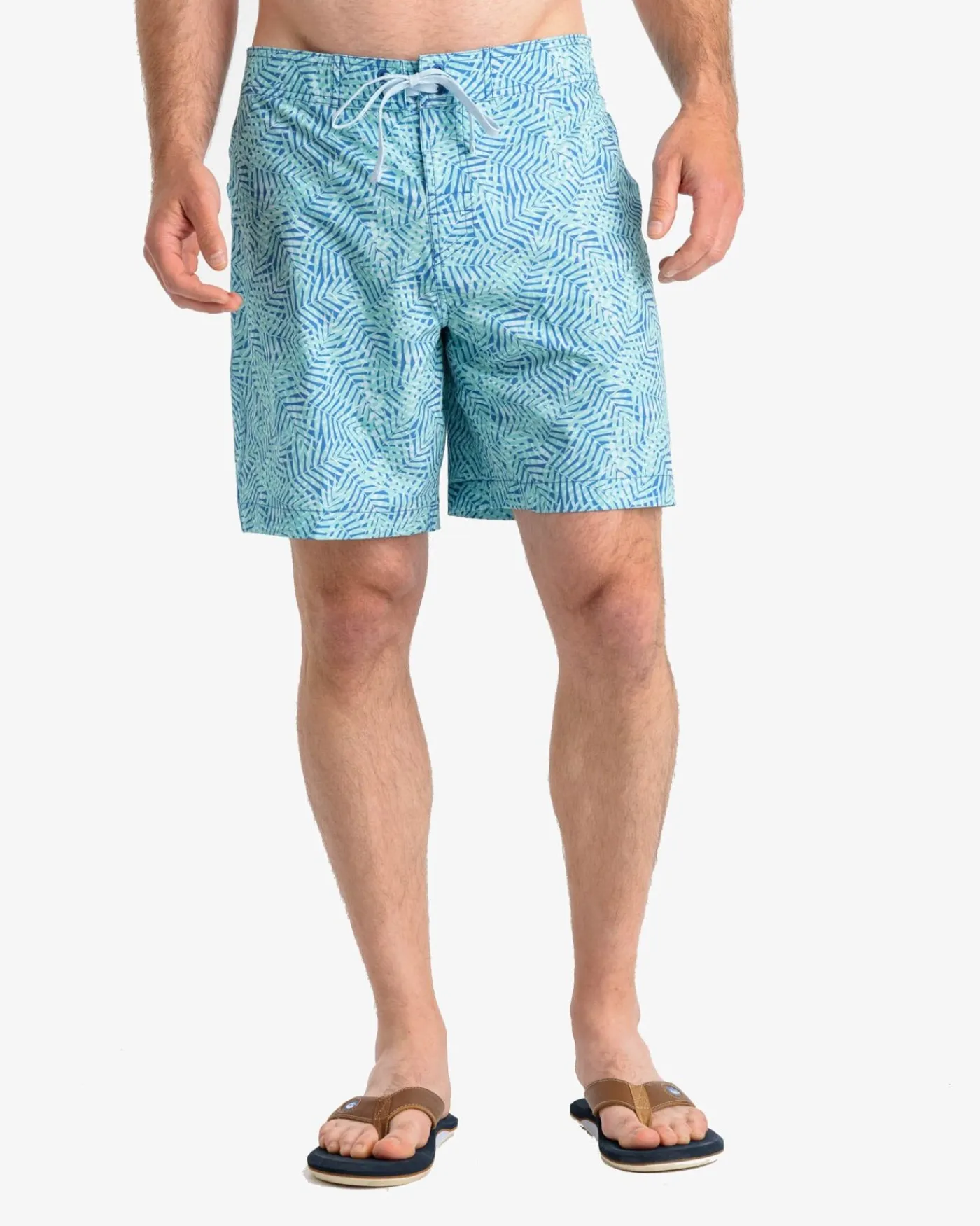 Store Southern Tide Vibin' Palm Printed Swim Short Atlantic Blue