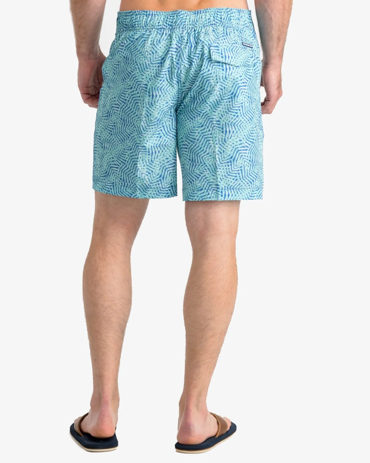 Store Southern Tide Vibin' Palm Printed Swim Short Atlantic Blue