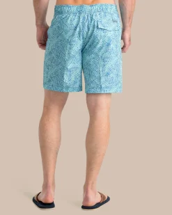 Store Southern Tide Vibin' Palm Printed Swim Short Atlantic Blue
