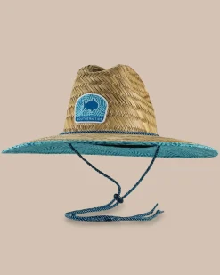 Store Southern Tide Vibin' Palm Straw Hat Atlantic Blue