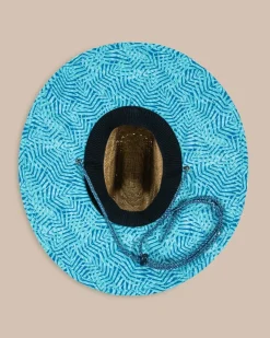 Store Southern Tide Vibin' Palm Straw Hat Atlantic Blue