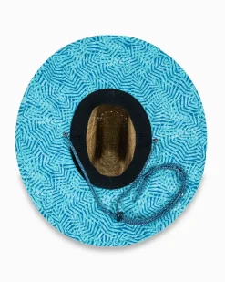 Store Southern Tide Vibin' Palm Straw Hat Atlantic Blue