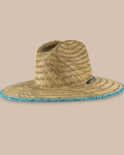 Store Southern Tide Vibin' Palm Straw Hat Atlantic Blue
