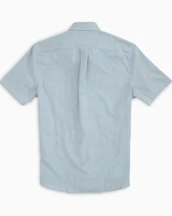 Clearance Southern Tide Virginia Tech Hokies Short Sleeve Button Down Dock Shirt Seagull Grey
