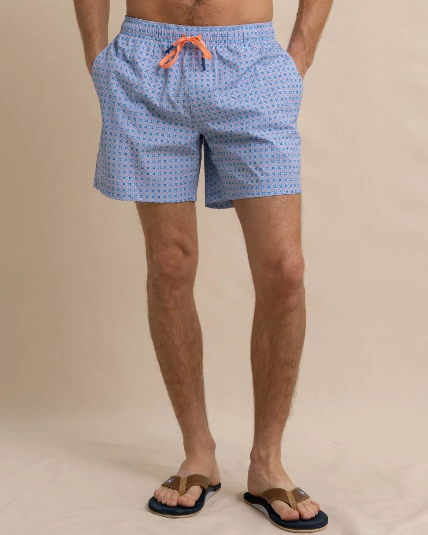 Hot Southern Tide White Lotus Swim Trunk Clearwater Blue