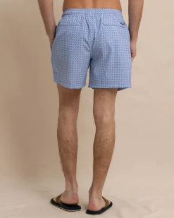 Hot Southern Tide White Lotus Swim Trunk Clearwater Blue