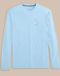 Discount Southern Tide Windsurfer Long Sleeve Performance T-Shirt Clearwater Blue