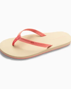 Outlet Southern Tide Womens Coral Leather Weekend Flipjacks Conch Shell