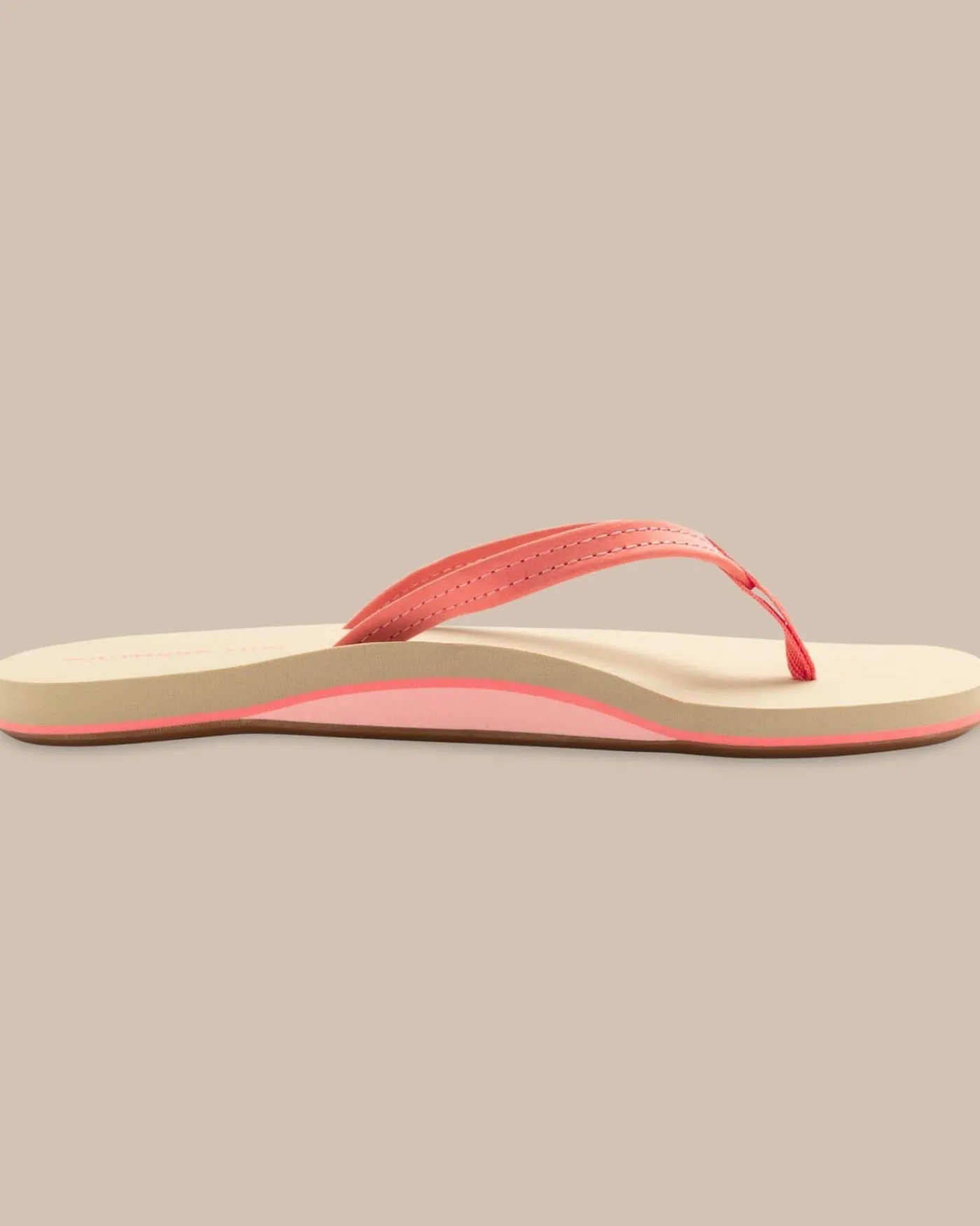 Outlet Southern Tide Womens Coral Leather Weekend Flipjacks Conch Shell
