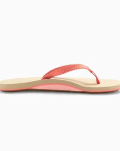 Outlet Southern Tide Womens Coral Leather Weekend Flipjacks Conch Shell