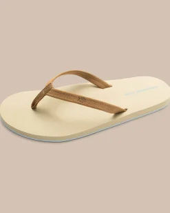 New Southern Tide Womens Leather Weekend Flipjacks Seashore