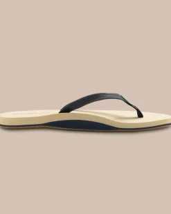 Shop Southern Tide Women'S Navy Leather Weekend Flipjacks Nautical Navy