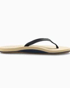 Shop Southern Tide Women'S Navy Leather Weekend Flipjacks Nautical Navy