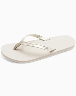 Best Southern Tide Women'S Weekend Leather Flipjacks Metallic Gold