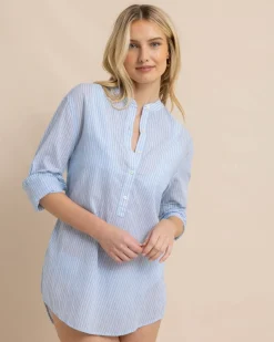 Cheap Southern Tide Wrenley Airy Cotton Tunic Clearwater Blue