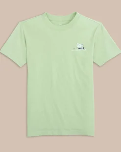 Shop Southern Tide Youth Yachts Of Stingrays Short Sleeve T-Shirt Smoke Green